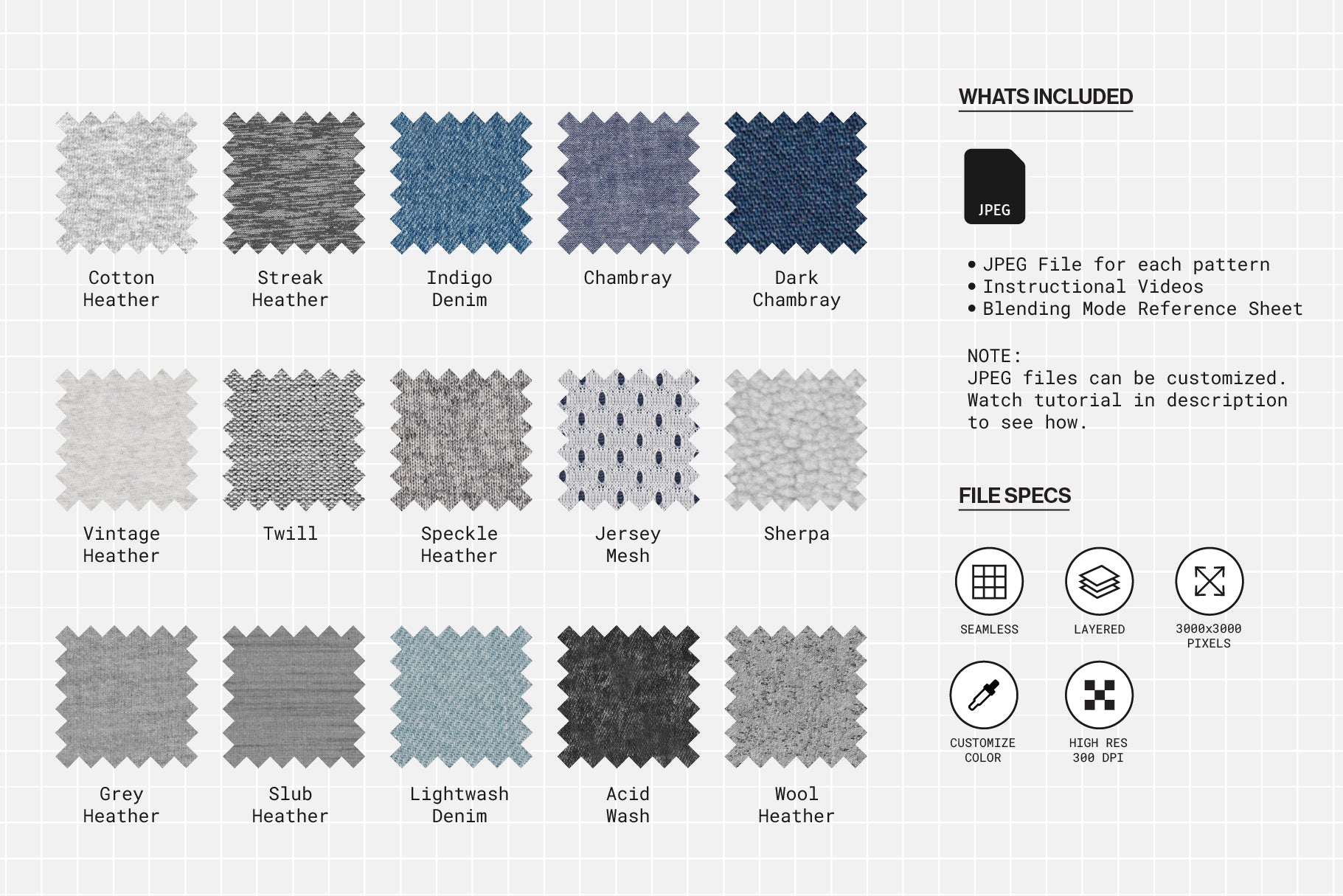 15 Pack Fabric Textures